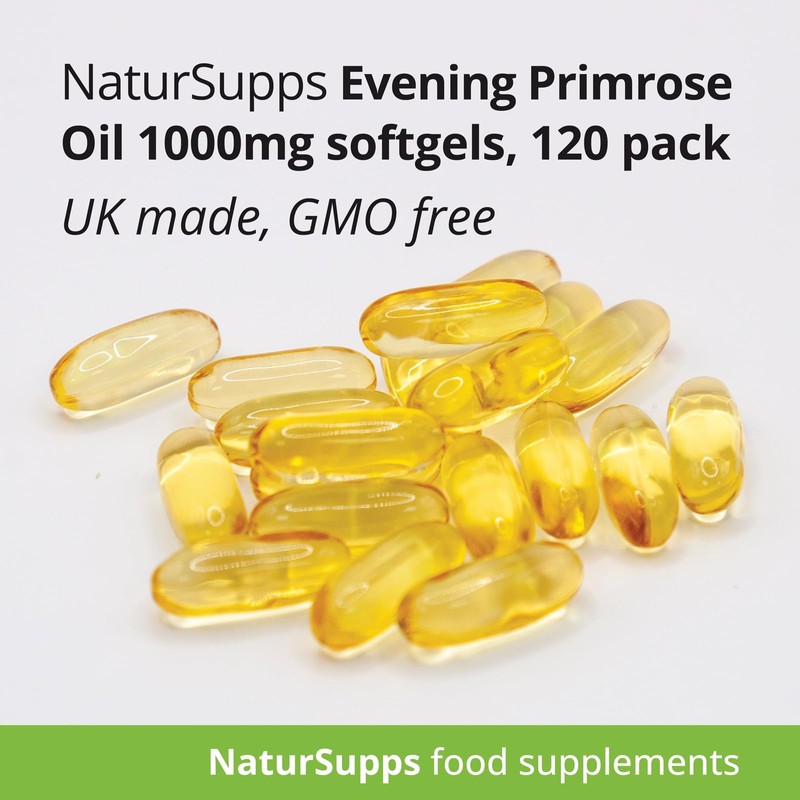 Natur Supps Evening Primrose Oil 1000mg, Cold Pressed, Omega 6,