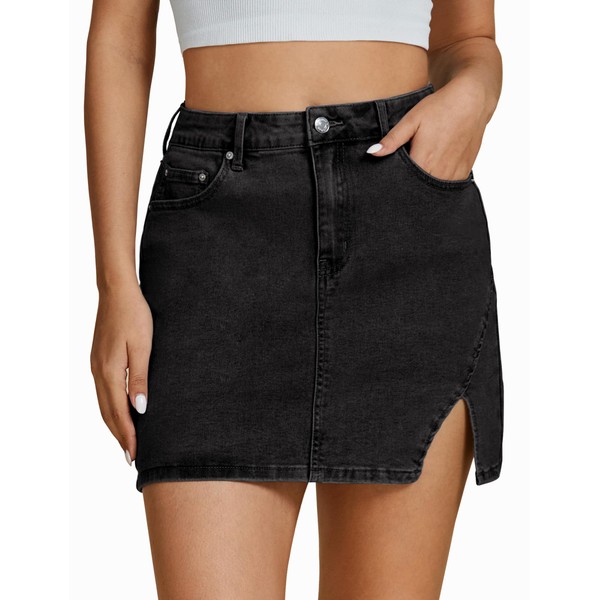 luvamia Denim Skirt Holiday Skirt Womens Black Skirt Denim Skirts