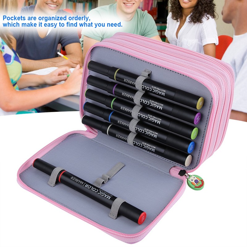72 Slots Colorful Student Fabric Pen Bag Pencil Pouch Box