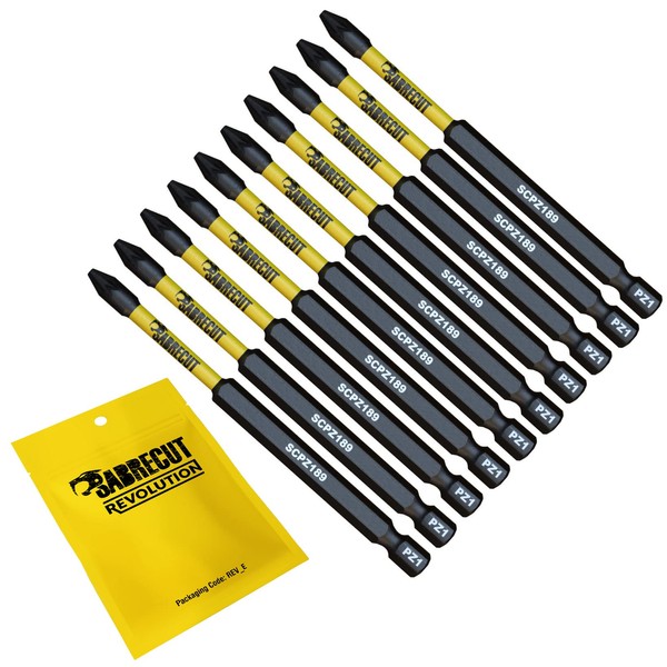 10 x SabreCut SCPZ189_10 89mm PZ1 Magnetic Impact Screwdriver Driver
