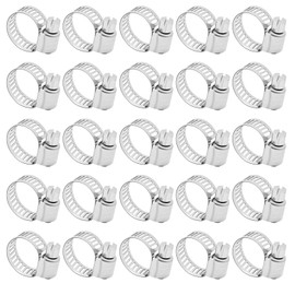 DVBB 25 pcs 3/8-5/8 inch (10-16mm) Hose Clamps, 3/8 inch to 5/8 inch Worm Gear Metal Hose Clamps for Pipe, Dryer Repair, Tubing and Fuel Line， Plumbing, Automotive 304 Stainless Steel Hose Clamps