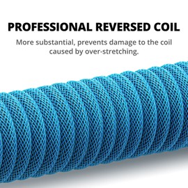 GUNMJO Pro Custom Coiled USB C Cable for Gaming Keyboard, Double-Sleeved Mechanical Keyboard Cable with Detachable Metal Aviator, 1.5M USB-C to USB-A, Blue Color