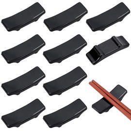 PLIGREAT 10 Pcs Black Chopsticks Rest Chinese Ceramic Chopsticks Holder Chopsticks Rack for Japanese Sushi Chinese Restraurant Hotel Creative Spoon Fork Stand Dinning Room Table Decoration
