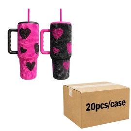 40 Oz H2.0 Dishwasher Safe Insulated Cup 40oz Water Flask for Daily Office Outdoor Activitycolor: Black&Pink, capacity: 40 oz