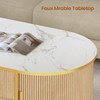 Itaar Modern Luxury Fluted Lift Top Coffee Table, Oval Coffee