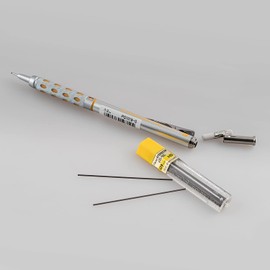 Pentel Graphgear 1000 Mechanical Pencil 0.9mm Silver Barrel Yellow Details HB Lead, 1 Mechanical Pencil (YPG1019-G)