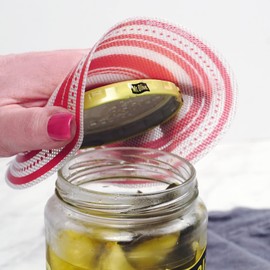 RSVP International Silicone Multi-Purpose Kitchen Tool Jar Opener/Non Skid Pad for Mixing Bowls, 6.5" Round, Red