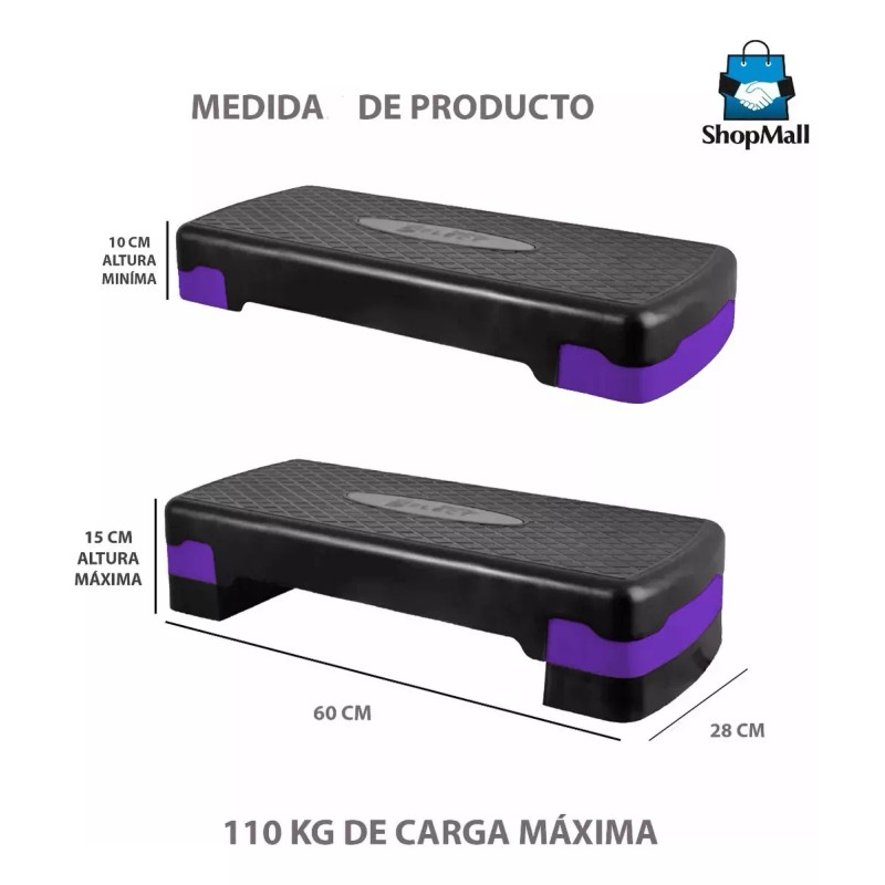 ShopMall Step Banco Aerobics Ejercicio Fitness Crossfit Ajustable Color Violeta