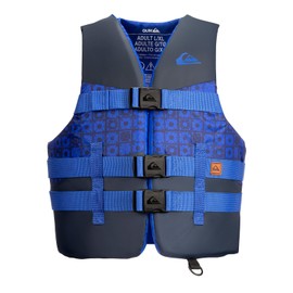 QUIKSILVER USCG Approved Men's Life Vest, Lightweight EPE Foam Life Jackets with Drain Holes, Three Belts and Quick-Release Buckles & D-Ring, Great for Fishing, Boating and Kayaking - S/M Size