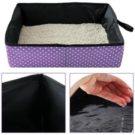 Cat Litter Tray Travel Foldable Portable Cat Litter Tray Travel for Kittens Waterproof Easy to Clean Useful Cat Litter Tray for Pets Travel Outdoor Camping Home Use Purple 40 x 30 x 13 cm