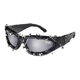 House Of Rave Y2K Piercings Festival Sunglasses, Techno Glasses for Men & Women, Black