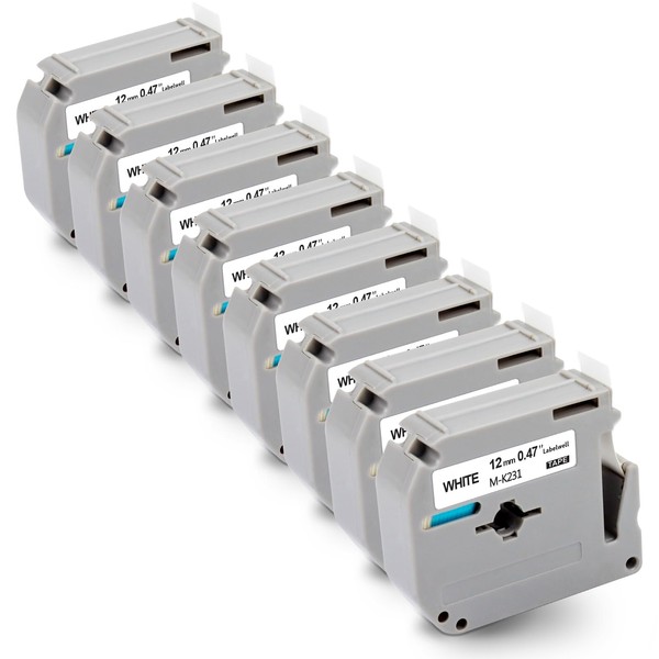Labelwell 8-Pack Replacement for M-K231s Brother Label Tape 12mm 0.47