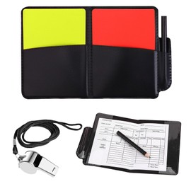 Miiqxx Soccer Referee Kit,Football Referee Kit including Ref Whistle with Lanyard,Yellow Red Cards,Record Paper,Pencil,Card Holder,Warning Football Referee Set for Sports,Football,Soccer,Basketball