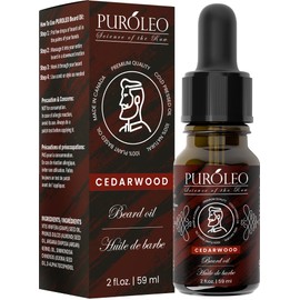PUROLEO Cedarwood Beard Oil 2oz/59ml (Made In Canada) - All-Natural Formula with Argan Oil, Jojoba Oil, and Vitamins for Nourishing and Enhancing Your Beard - Ideal for Beard Care, Grooming, and Styling - Complete Men's Skincare Kit with Face Wash, Beard
