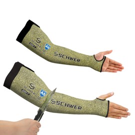 Schwer MINI-SOFT Arm Protection Sleeves S081, ANSI A5 Cut Resistant Sleeves with Thumbhole, Flame Resistant Welding Sleeves for Work, Kitchen, Farmers Sleeves for Gardening Arm Guards for Biting