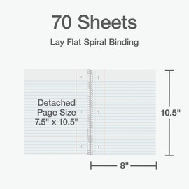Oxford Spiral Notebooks, 1-Subject Writing Journals for School, Wide Ruled Paper, 70 Sheets, 8 x 10.5 Inches, 3-Hole Punch, Black, Blue, 2 Pack (1002539)