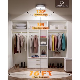 EZVALO Motion Sensor Ceiling Light, 10000mAh Rechargeable, LED UltraBright 400LM Closet Lights, Wireless Battery Operated with Remote, Shower Light with 3 Color Temps for Closet, Bathroom, Pantry