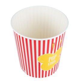 Restaurantware-Bio Tek 130 Ounce Popcorn Buckets, 100 Striped Popcorn Tubs - Greaseproof, Disposable, Red Paper Party Popcorn Containers, For Movie Nights