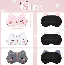 YV 3 Pack Cute Cat Velvet Soft Sleep Mask Eye Cover Blindfol Girls Kids Women Gift