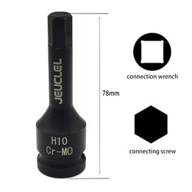 JEUCLEL 10mm Hex Impact Bit Socket, H10 1/2-Inch Impact Drive Allen Socket, Cr-Mo Steel Lengthen Hex Screwdriver Socket Adapter