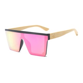 Long Keeper Flat Top Square Sunglasses for Women Men, Cool Oversized Wooden Sunglasses Rimless Vintage Fashion Glasses UV400 Protection Shades