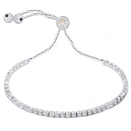 VIKI LYNN Ladies Girls Adjustable Bracelet with 925 Sterling Silver and Cubic Zirconia, Sterling Silver Sterling Silver Zirconia