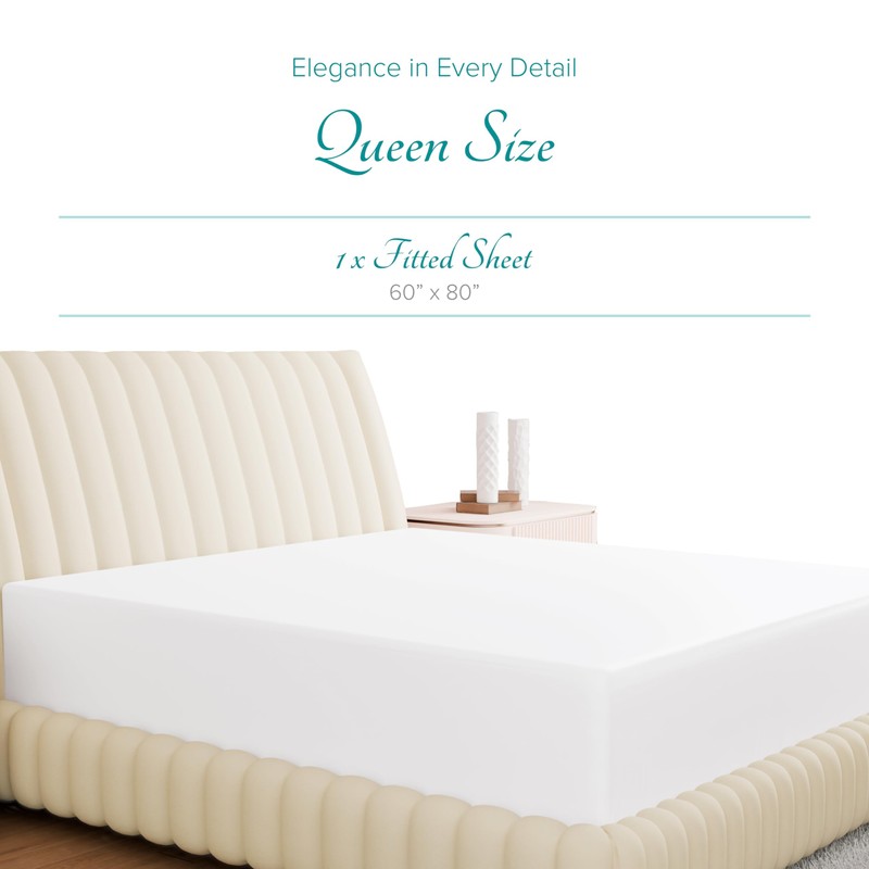 Carressa Linen 100% Egyptian Cotton Queen Fitted Sheet - 800