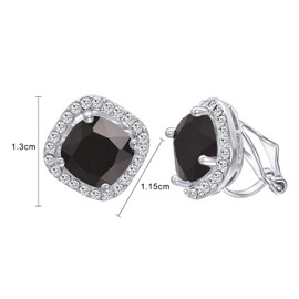 Yoursfs Clip on Earrings for Women Austria Cubic Zirconia 18k White Gold Plated Crystal Clip on Earring Non Pierced Ears Black Earrings Fashion Jewelry