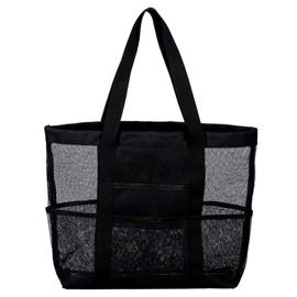 AYNKH Premium Beach Tote Bag for Women, Extra Large Mesh Pool Bag with Waterproof Zip Pocket, Durable Reusable Travel Shoulder Tote for Summer Picnic Gym Shopping, Holiday Essentials