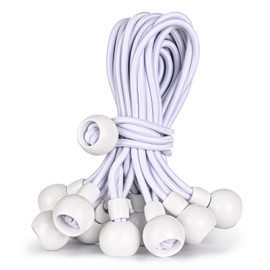 Versatile Windproof Bungee Cord Durability Tie Down Cords UV Resistant Straps Multifunction Elastic Rope (50, White, 12 inch)