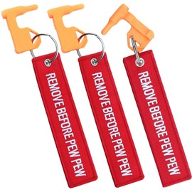 YONCONO 3Pack Chamber Safety Flag Fits Rifle Handguns Shotgun Pistol, Embroidery Tags Keychain Remove Before Pew Pew - Universal Compatibility (Red)