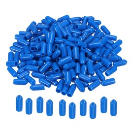 MECCANIXITY 200pcs Rubber End Caps Cover 3/16 Inch Vinyl Screw Thread Protector Round PVC Vacuum Caps for Screw Bolt Pipe, Blue