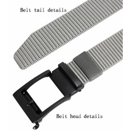 Bullko Mens Webbing Nylon Belt Adjustable Slide no Ratchet Golf Click Belts for men Grey fit pants below 40"