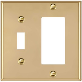 ENERLITES Combination Toggle and Decorator Switch Metal Wall Plate, Stainless Steel, Corrosion Resistant, Size 2-Gang 4.50" x 4.57", 771131-PB, Polished Brass, Gold