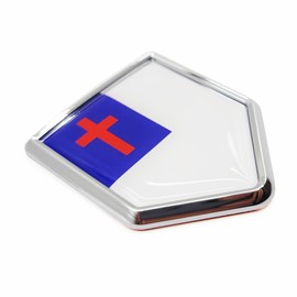 Overdecor Christian Christianity Flag Decal Stickers Car Emblem Cross Church Jesus Faith Car Accessories Decorations Chrome Shield Flag Sticker Decals for Cars Truck Vehicles, 2 Pack