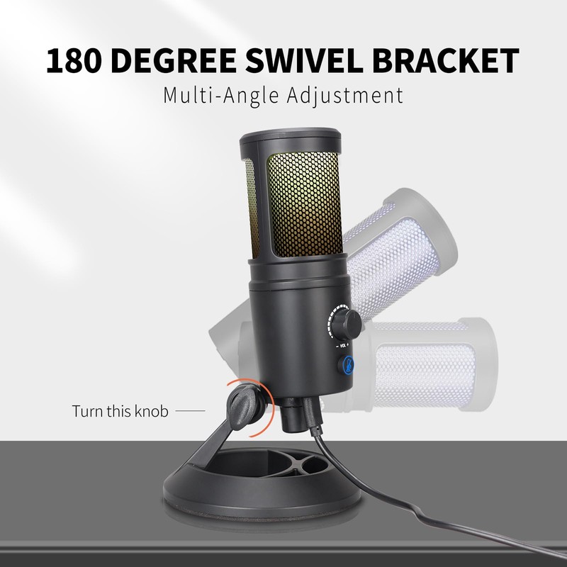 MICYUSHENG RGB Microphone, USB Live Streaming Capacitor Microphone, Computer Competitive