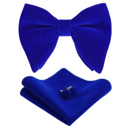 Alizeal - Pajarita ajustable de terciopelo para hombre, diseño de pañuelo y gemelos, 015-azul real, Talla única