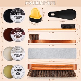 17Pcs Leather Shoe Polish Set Travel Boots Shine Care Kit Horsehair Brushes for Men Him Husband Dad (Style A)
