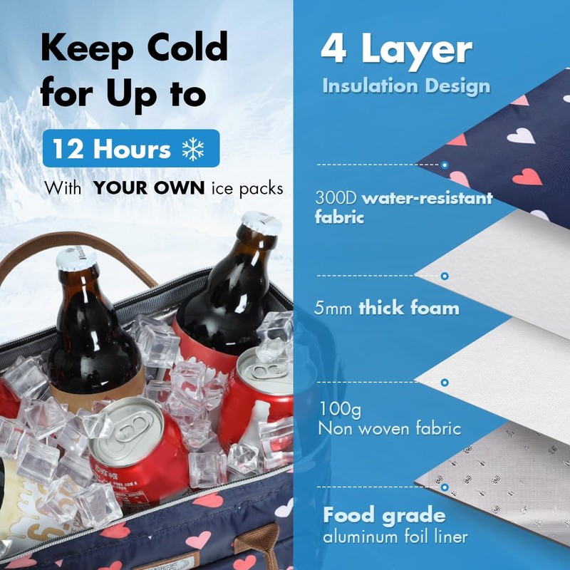 Lekesky 10L Insulated Lunch Bag for Women for Work Lunch