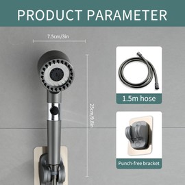 Massage Pressurized Filter Showerhead, Handheld High-Pressure Water Flow and Multiple Spray Modes with Switch, Built-in Filter, Split Construction to Wash the Bathtub and Clean the Bathroom 1