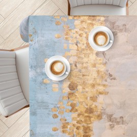 KP HOME Wipe Clean Tablecloth Square 55.1"x 55.1" (140x140cm) - Plastic Table Cloth Wipe Clean, Indoor and Outdoor PVC Oil Cloth Table Cover Waterproof - Horizon Glow Charm Pattern