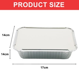 Onezebra 50 Pcs Foil Trays with Lids, 700ml Disposable Aluminum Takeaway Containers with Lids, 20x14.1x4.4cm Food Storage Foil Trays for Roasting, Baking, Broiling, Freezing