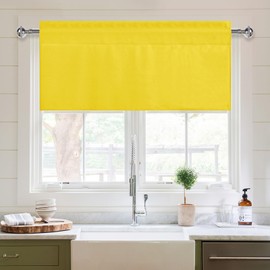 XWZO Cortinas para cenefas de cocina para ventanas, sala de estar, recámara, baño, estilo rústico, comedor, opacas, aislamiento térmico, bolsillo para cortinero, 42 pulgadas de ancho x 12 pulgadas de largo, amarillo, 1 panel.