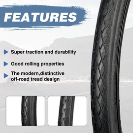 BALINGE 2 Pack Road Bike Tire 700 * 35C Bike Replacement Tire,Folding Replacement Tire for Bicycle, Wear-Resistant，2 Pack，Black