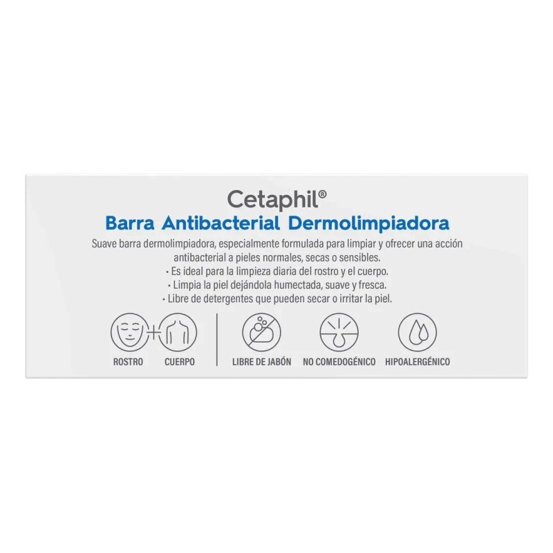Barra Antibacterial Dermolimpiadora Cetaphil Contenido 127gr