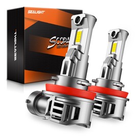 SEALIGHT H11 Fog Light Bulbs, 30000LM 6500K Cool White, 1:1 Mini Size, H11 Bulb Fog Light with 13000RPM Cooling Fan, 3 Mins Plug-N-Play, Non-polarity, Pack of 2