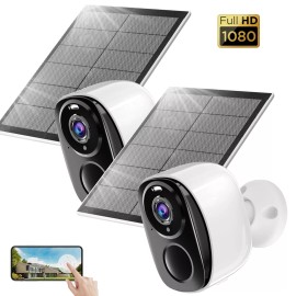 KEPEAK 1080P Solar Powered Wireless Security Camera System Outdoor WiFi PTZ 2 Way Audio - 2*Camera+2*Solar Panel