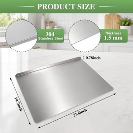 Large Stainless Steel Cutting Board with Lip for Kitchen - L-Shaped Double Sided Metal Chopping Board with Counter Edge for Meat, Fruits, Vegetables, Kneading Bread Dough Baking (27.6x19.7Inch)