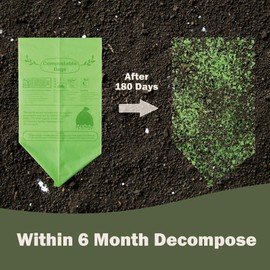 JENCENBIO Compost Bags 33 Gallon with Drawstring Tear Off 125 Liter Extra Thick 1.2 Mils Compostable Food Scrap Waste Bags with US BPI ASTM D6400 and Europe OK Compost Home Certified 20 Counts