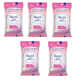 Biore Smooth Powder Sheets, Refreshing Soap Scent, 10 Sheets, Portable Set of 5